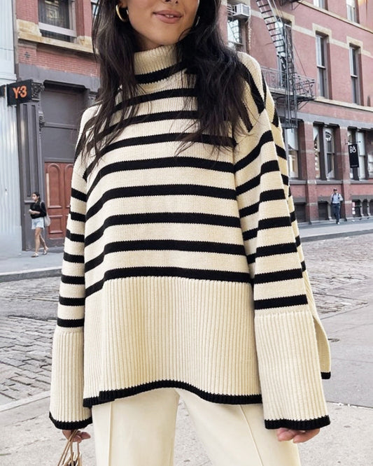 Kylie | Oversized Striped Turtleneck Sweater