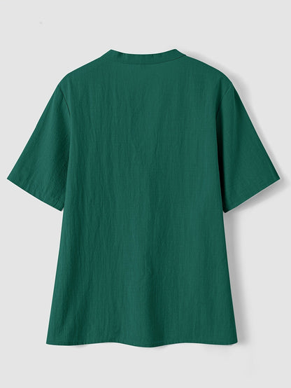 Sharron - Elegant V-Neck Blouse With Button Up