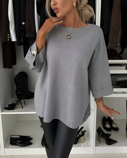 Luciena | Elegant Metal-Button Sweater