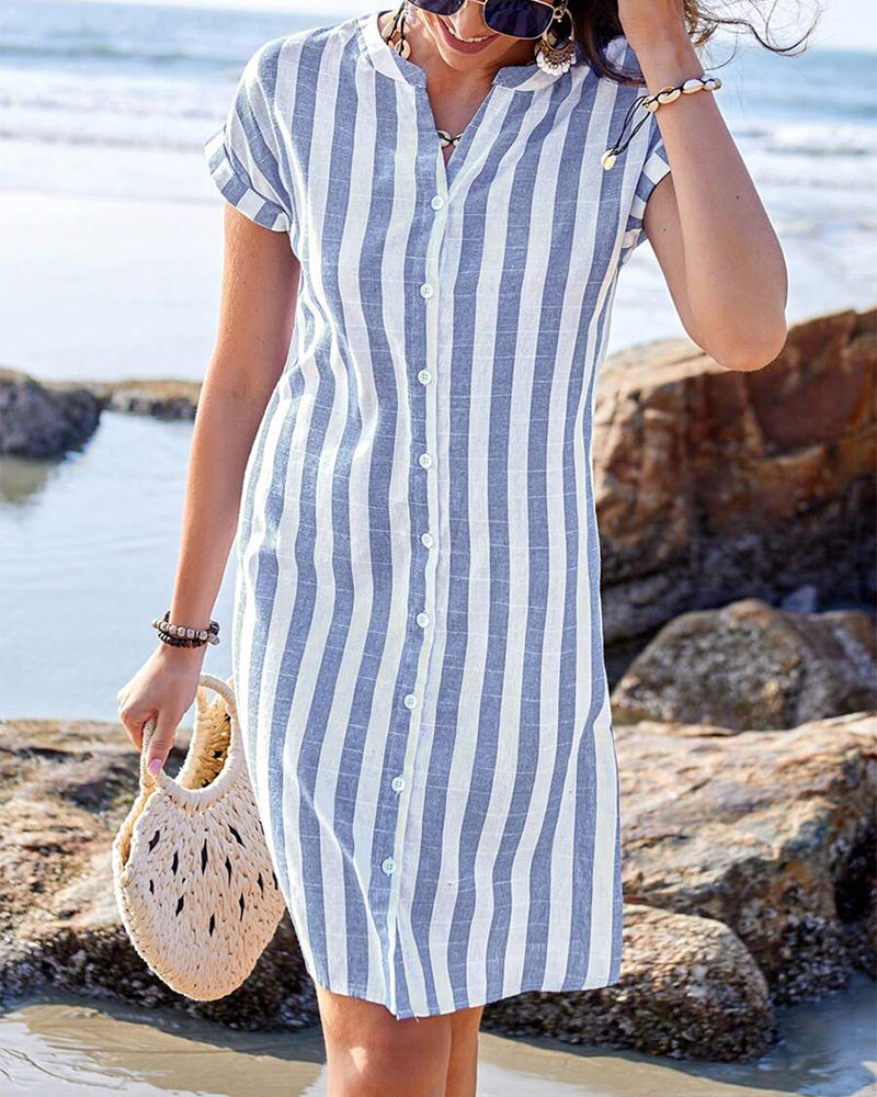 Eline | Elegant Striped Shirt Dress
