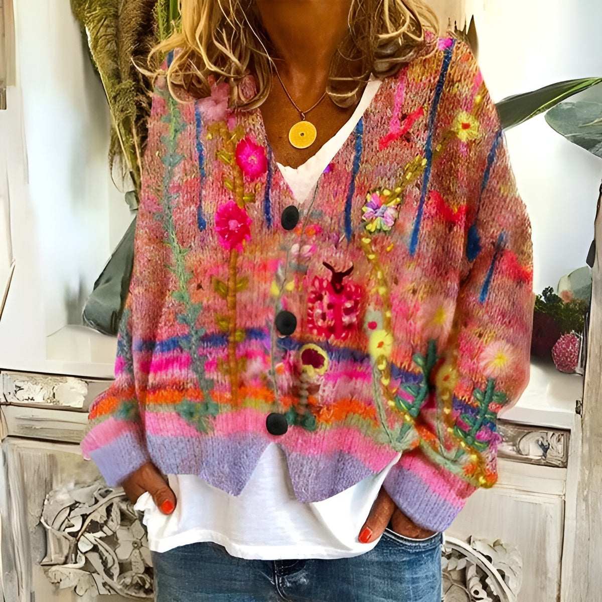 Emma | Floral Knit Cardigan