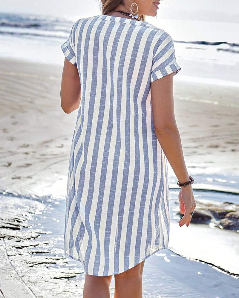 Eline | Elegant Striped Shirt Dress