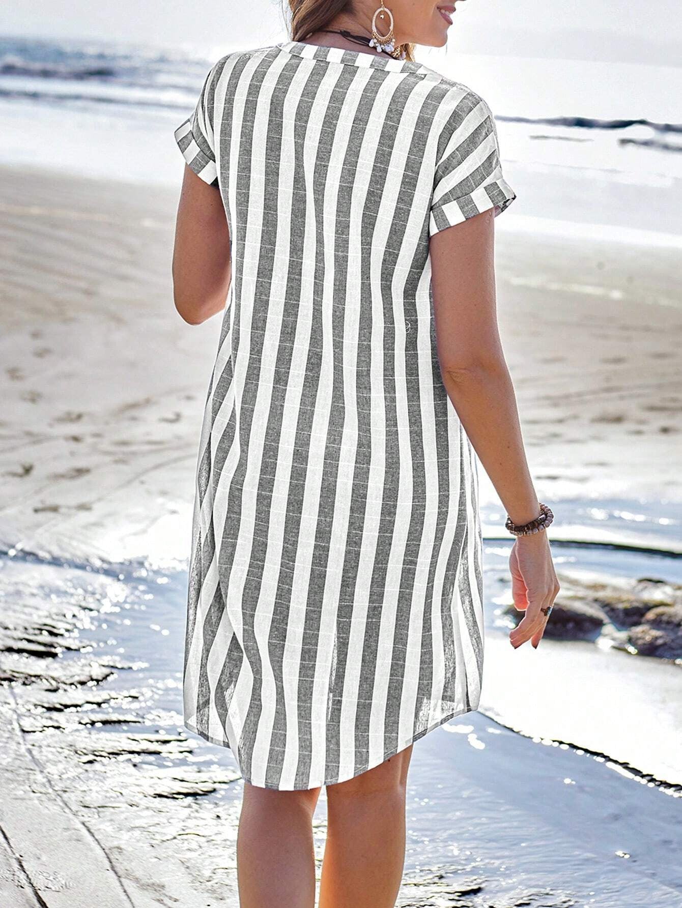 Eline | Elegant Striped Shirt Dress