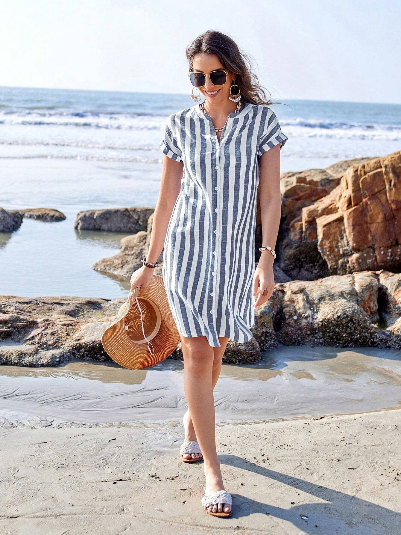 Eline | Elegant Striped Shirt Dress