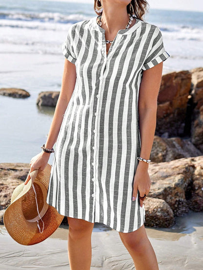 Eline | Elegant Striped Shirt Dress