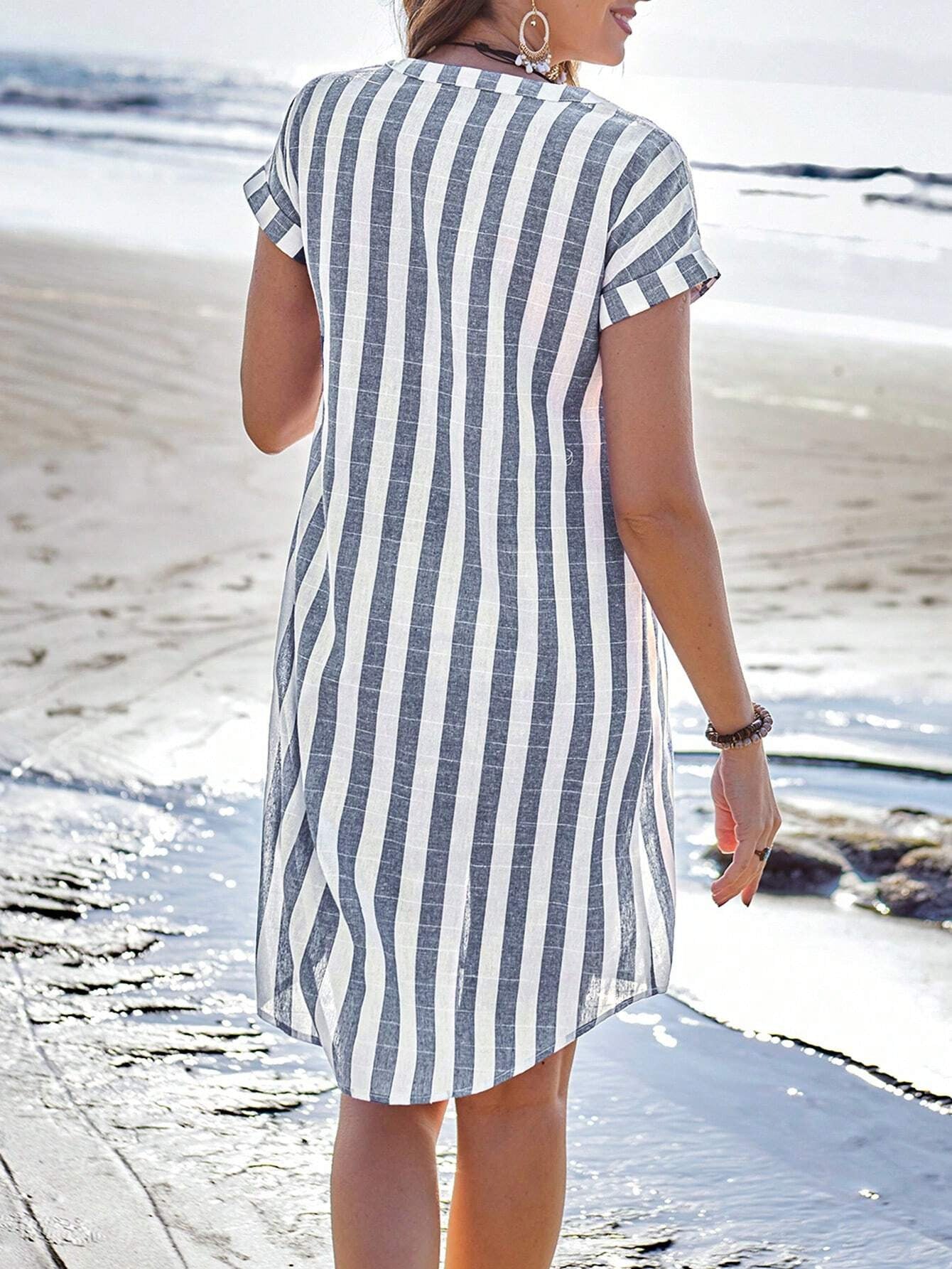 Eline | Elegant Striped Shirt Dress