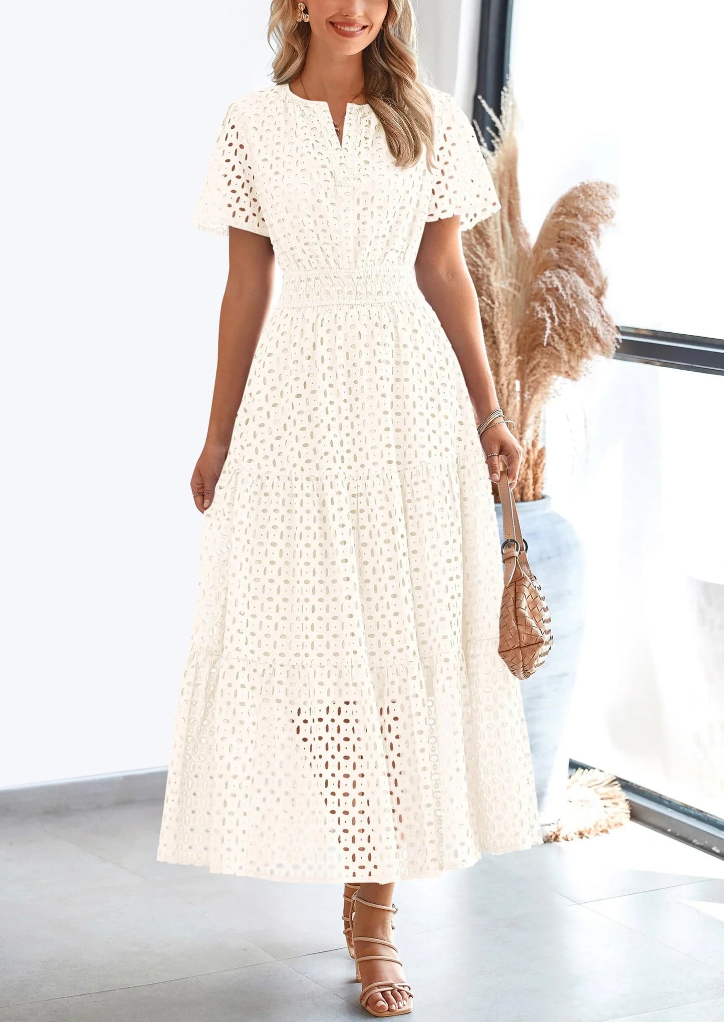 Lina | Eyelet Elegance Summer Dress