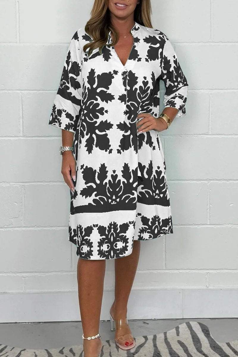 Nina | Elegant Printed Midi Dress